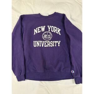 New York University NYU Purple Pullover Hoodie Size Medium Champion